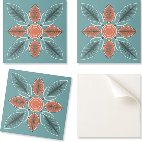 Juego de baldosas de vinilo autoadhesivas con estampado floral de hojas, 9x30x30 cm.