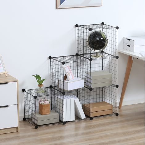 meuble rangement cube modulable métal noir 109x37x109 cm OKMYHOME (1/5)