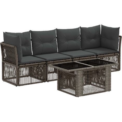 Set Divano da Giardino 5 pz Grigio polyrattan vidaXL (1/5)