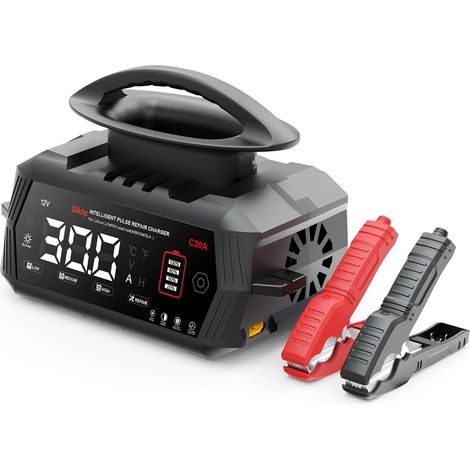 Chargeur de batterie de voiture C30A 6 V/12 V/24 V 30 A pour camions, véhicules agricoles, bateaux, etc., batteries au lithium, LiFePO4 et batteries plomb-acide (AGM, Gel, MF, EFB, SLA, VRLA). (1/5)