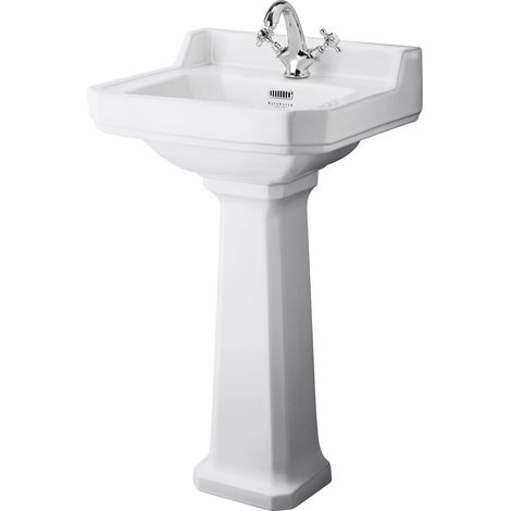 Bayswater Fitzroy Basin with Full Pedestal 500mm Wide 1 Tap Hole (1/4)