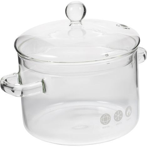 Hitzebeständiger Glastopf Mit Deckel 1600Ml Borosilikatglas Ideal Für Ramen Suppen Mikrowelle & Ofen Transparenter Kochtopf Für Gesunde Zubereitung (1/5)