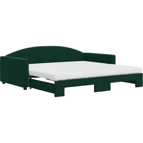 Maison Exclusive - Divano Letto Estraibile Materassi Verde Scuro 100x200 Velluto