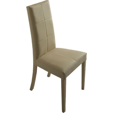 Chaise en bois recouverte d'éco-cuir cappuccino avec structure assortie 47x47xh.101 cm (1/2)