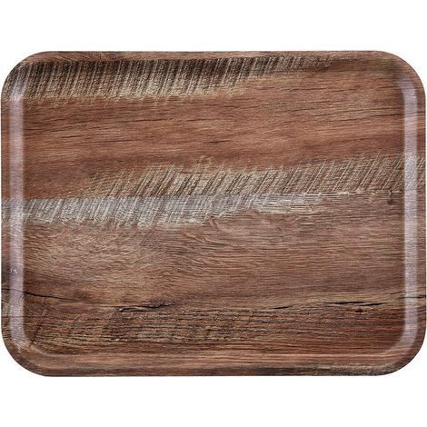 Plateau rectangulaire - Surface lisse - 20 x 28 cm - Chêne foncé - Lot de 24 - Cambro