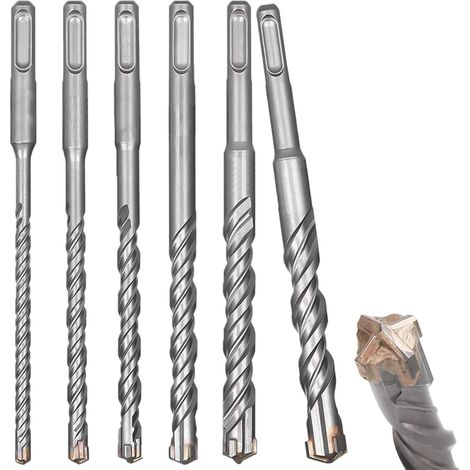 6-teiliger Betonbohrer, 6 8 10 12 14 16 x 160 mm Premium-Metallbohrer-Set, SDS-Bohrer für Keramikfliesen und Betonmauerwerk (1/5)