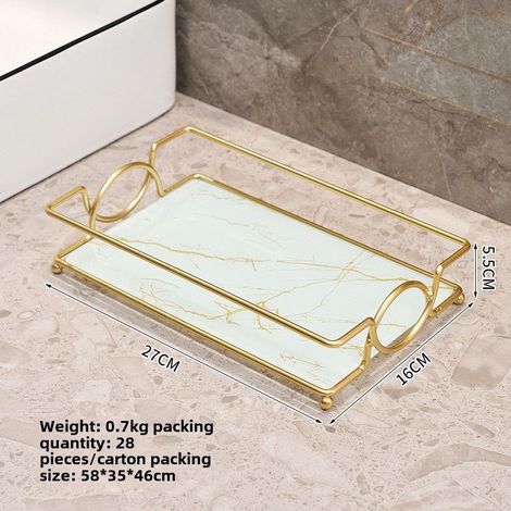 Étagère de toilette simple couche Platinum, format réduit, sans perçage, légère et luxueuse, plateau de rangement pour cosmétiques et soins de la peau. (1/5)