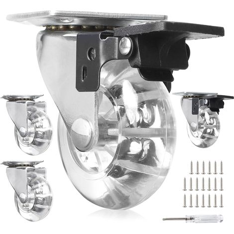 Möbel Rollen 2 Möbelrollen mit Bremse, 2 Möbelrollen ohne Bremse 50 mm Rollen für Möbel Lenkrollen Tragkraft 160KG 360° Drehbar Rollen Transportrollen für Palettenmöbel, Couchtische, Krippen (1/5)