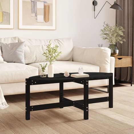 vidaXL Mesa de centro de madera maciza de pino negro 118x63x45 cm (1/5)
