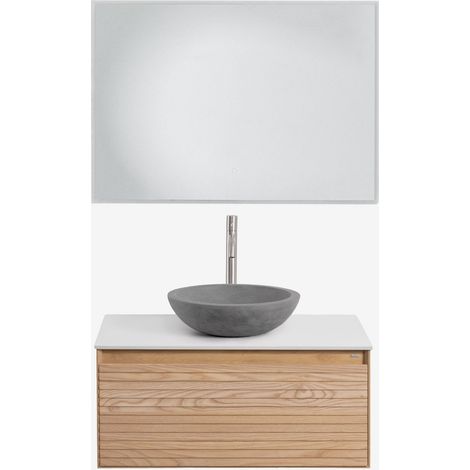 Ensemble de meuble de salle de bain suspendu 80x50 cm en bois de frêne Tedrik SKLUM (1/5)