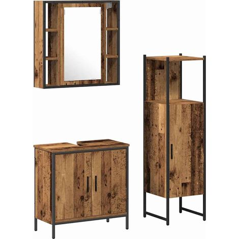 Maison Exclusive - Set di mobili per il bagno 3 pcs Marrone Legno multistrato