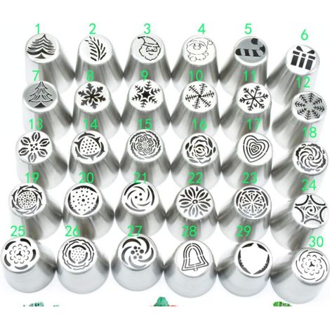 Embouts de tuyauterie russes pour arbre de noël en acier inoxydable, douilles de pâtisserie, outils de décoration de gâteaux de mariage (1/2)