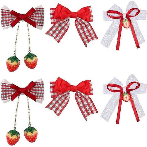 Lot de 3 pinces à cheveux à nœud fraise, à carreaux rouges, antidérapantes, pour femmes et filles, Noël (1/5)