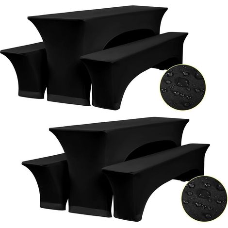 Bierzeltgarnitur Hussen 6er Set Schwarz, Wasserdicht & Elastisch für Bierbank & Tisch (1/5)