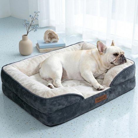 Lit orthopédique pour chien avec mousse à mémoire de forme, imperméable, lavable, L 71x59x16 cm, gris
