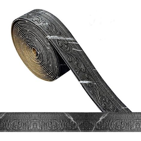 SIENTICE XPE-Schaumstoff-Wandpapierrolle, selbstklebende 3D-Sockelleisten, für Badezimmerschrankschubladen, Schwarz, 1000 x 8 cm/Rolle