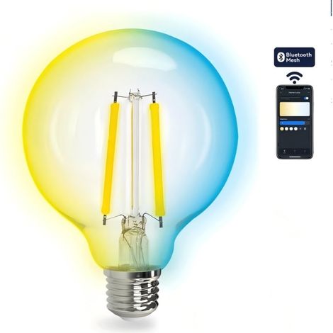 Aigostar Ampoule Spirale Artistique Connectée G95 E27 4,9W RGBW Verre Transparent Design Élégant Déco