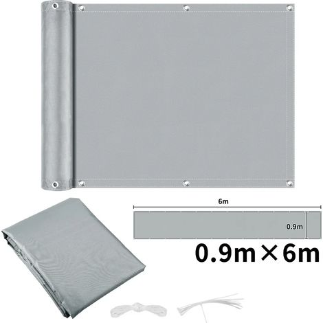 (Gris clair 90x600CM) Clôture de confidentialité imperméable, avec perforations, résistante aux UV, adaptée aux cours extérieures. (1/5)