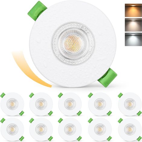 Projecteur LED Encastré 230V Dimmable 60-75mm Forage, Spot LED 7W 770LM Ultra Plat, Spot de Plafond 2700K/4000K/6000K, Luminaire Encastré IP65 pour Salle de Bain Balkon Salon, Blanc 6 Pièces