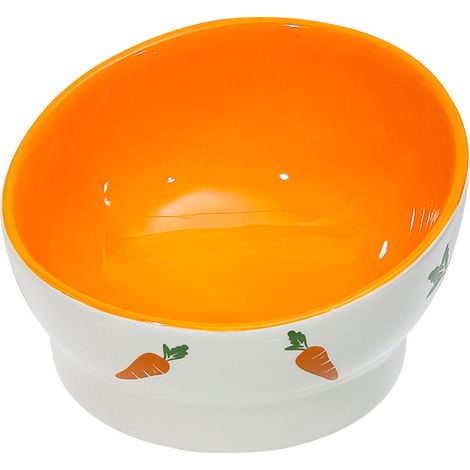 Bassin de nourriture pour lapin fournitures pour animaux de compagnie bol en céramique mignon dessin animé carotte lapin lapin bol d'alimentation(bol incliné)