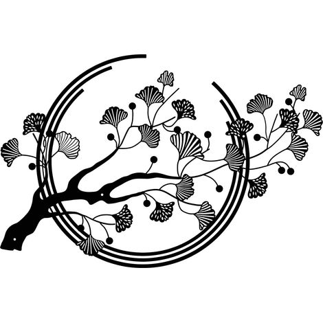 Grande Décoration Murale en Métal en Forme de Feuilles de Ginkgo - Convient pour le Salon, la Chambre, le Bureau, Noir (1/5)