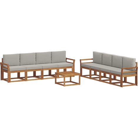 Conjunto de sofás de exterior 9 pcs Gris Natural y Claro vidaXL (1/5)