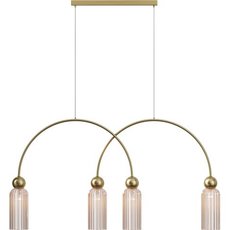 Lampada sospesa Maytoni ANTIC oro cognac vetro rigato 4xE14 (1/2)