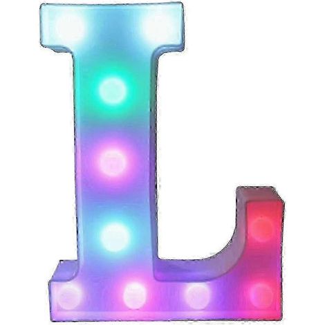 (L) Lettres lumineuses LED colorées avec télécommande, initiales lumineuses pour bar et fête, décoration pour la maison - 25-26 pouces (1/5)