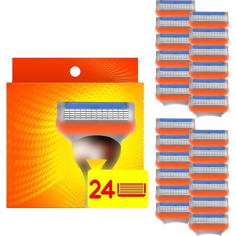 Lames de rasoir Fusion-5, 24 pièces Lames de rechange Fusion 5 lames 5 plis, lames de rasoir pour le corps, lames intimes, compatibles avec le rasoir humide pour hommes (1/5)