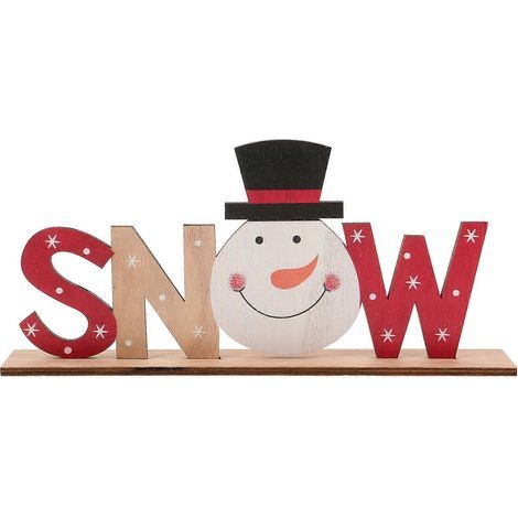 Panneau décoratif en bois « Bonhomme de neige » pour Noël, décoration de table et de fête de Noël.-M (1/2)