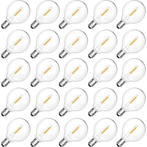 Lampadine LED per esterni - Confezione da 25 - G40 E12 1W - Bianco caldo 2200K - Impermeabili IP54 (1/4)