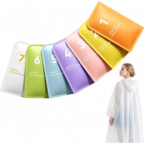 7 Pièces Set de Ponchos de Pluie – Imperméables Multicolores Jetables en 7 Couleurs, Imperméable, Léger, pour Festival, Camping, Randonnée, Vélo, Stade, pour Festival (1/5)