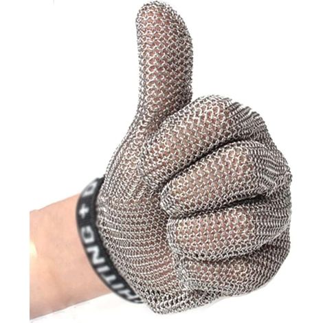 Guantes de acero inoxidable resistentes a los cortes, guantes de trabajo de seguridad para carniceros, guantes de malla metálica para usuarios diestros y zurdos, protección contra cortes, 2 unidades,
