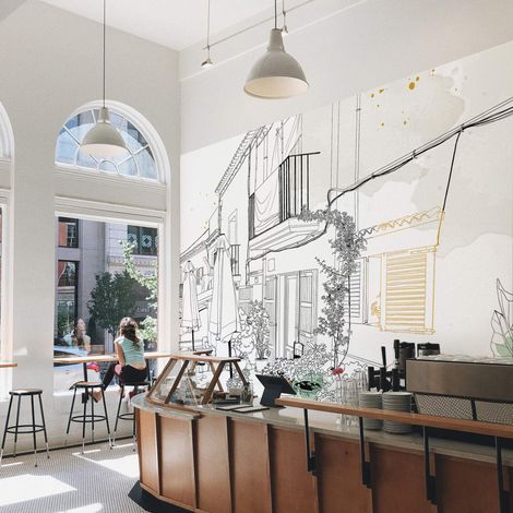 Papier peint panoramique Terrasse d'été, Vert 150 x 250cm (1/5)