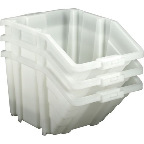 Bac de rangement RS PRO Blanc en PP, 345mm x 400mm x 635mm ( Prix pour Paquet de 4 ) (1/3)