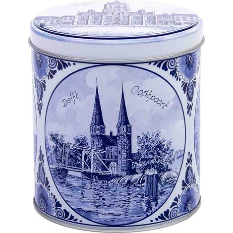 Bote de metal azul y blanco D10x11,5h cm (1/5)