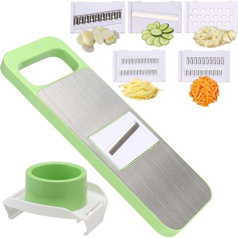 Mandoline 6 en 1 - Coupe-légumes Multifonction avec Protège-main pour Pommes de Terre, Concombres, Julienne et Waffle - Trancheuse Légumes Pratique (1/5)