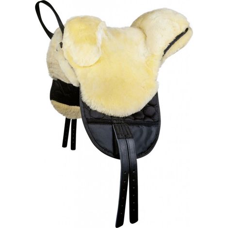 Cob/Full, Noir et naturel 9123: Housse de selle en agneau naturel avec rembourrage frontal (1/4)