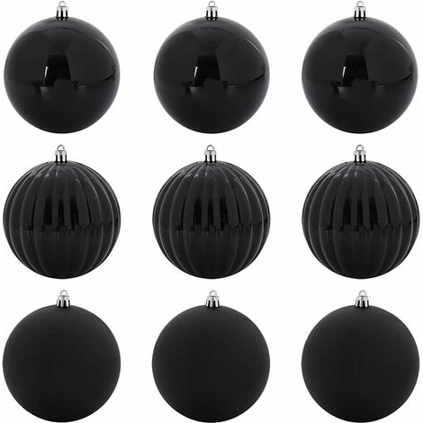 Ensemble de Boules de Noël 9 pcs Noir Plastique CFW424992 (1/5)