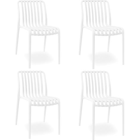 Chaise d'extérieur Iside en plastique résistant, modèle grand confort, blanc (lot de 4) (1/5)