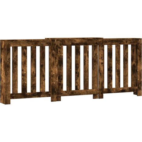 Cache-radiateur design moderne étagère décorative 205 x 21,5 x 83,5 cm en bois d'ingénierie chêne fumé (1/5)