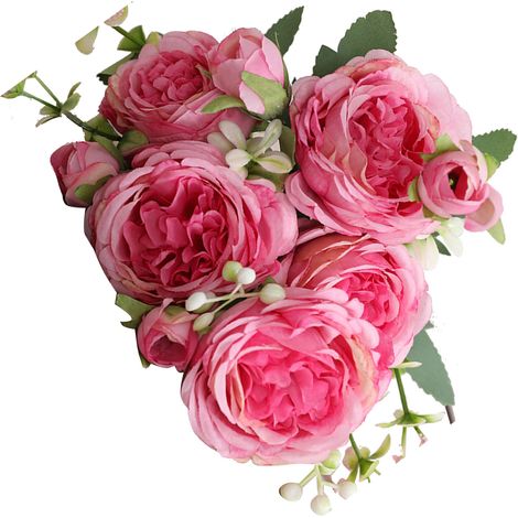 3 Sträuße, 5 Zweige künstlicher persischer Rosen, handgefertigter Rosenstrauß für Hochzeiten, Wohnzimmerdekoration, rosa-lila (1/5)