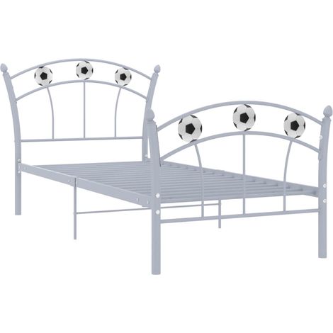 Bettgestell mit Fußballdesign Grau Metall 90x200 cm