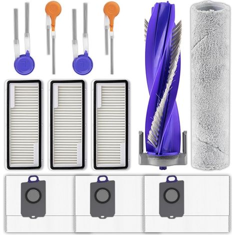 Lot de 12 pièces de rechange pour aspirateur robot Narwal Flow, 1 brosse à rouleau, 1 balai en forme de chaîne, 4 brosses latérales, 3 filtres HEPA, 3 sacs d'aspirateur, kit d'accessoires (1/5)