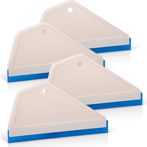 Lot de 4 rasoirs automatiques blancs pour la maison, la cuisine, la salle de bain, la douche, les vitres et les miroirs, avec lame en silicone bleue. (1/5)