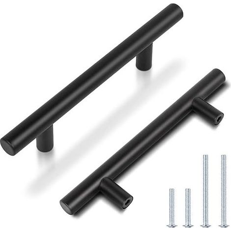 QAZQA 2 Pièces 96mm Acier Inoxydable T Barre Poignées Cusine, Ø12mm Poignée barre de porte d’Armoire avec Vis (1/5)