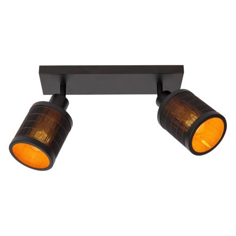 Plafoniera Lucide Tagalog con paralumi bambù nero 2xE27 40W