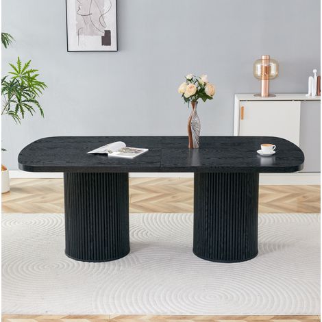 MEUBLIV Mesa de comedor 180x90 cm negra - base acanalada, 6 a 8 personas (1/5)