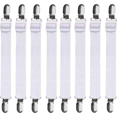 CSPARKV 8 Stück (60 cm bis 200 cm) verstellbare Spannbettlakenspanner, Niederhaltespanner, geeignet für alle Betten und Matratzen, Schwarz