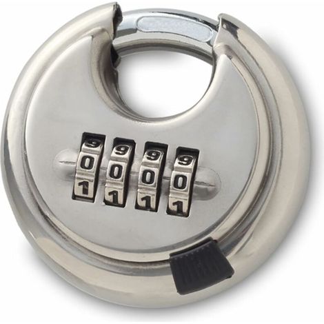 Cadenas à combinaison à disque en acier inoxydable étanche, compact et résistant aux coupures. Facile à utiliser et à régler pour une utilisation intérieure et extérieure. (1/5)